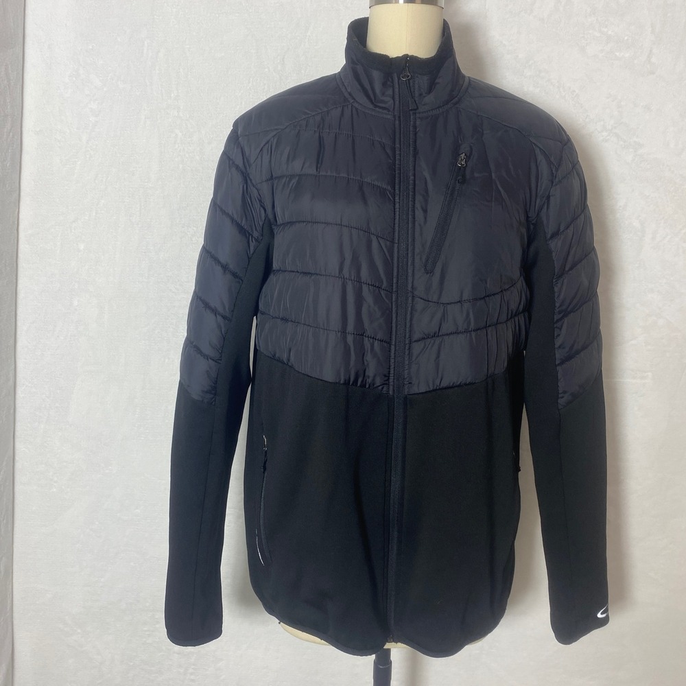 Champions Black‎ Fleece Jacket Quilted Shoulders & Collar Outdoor Activewear